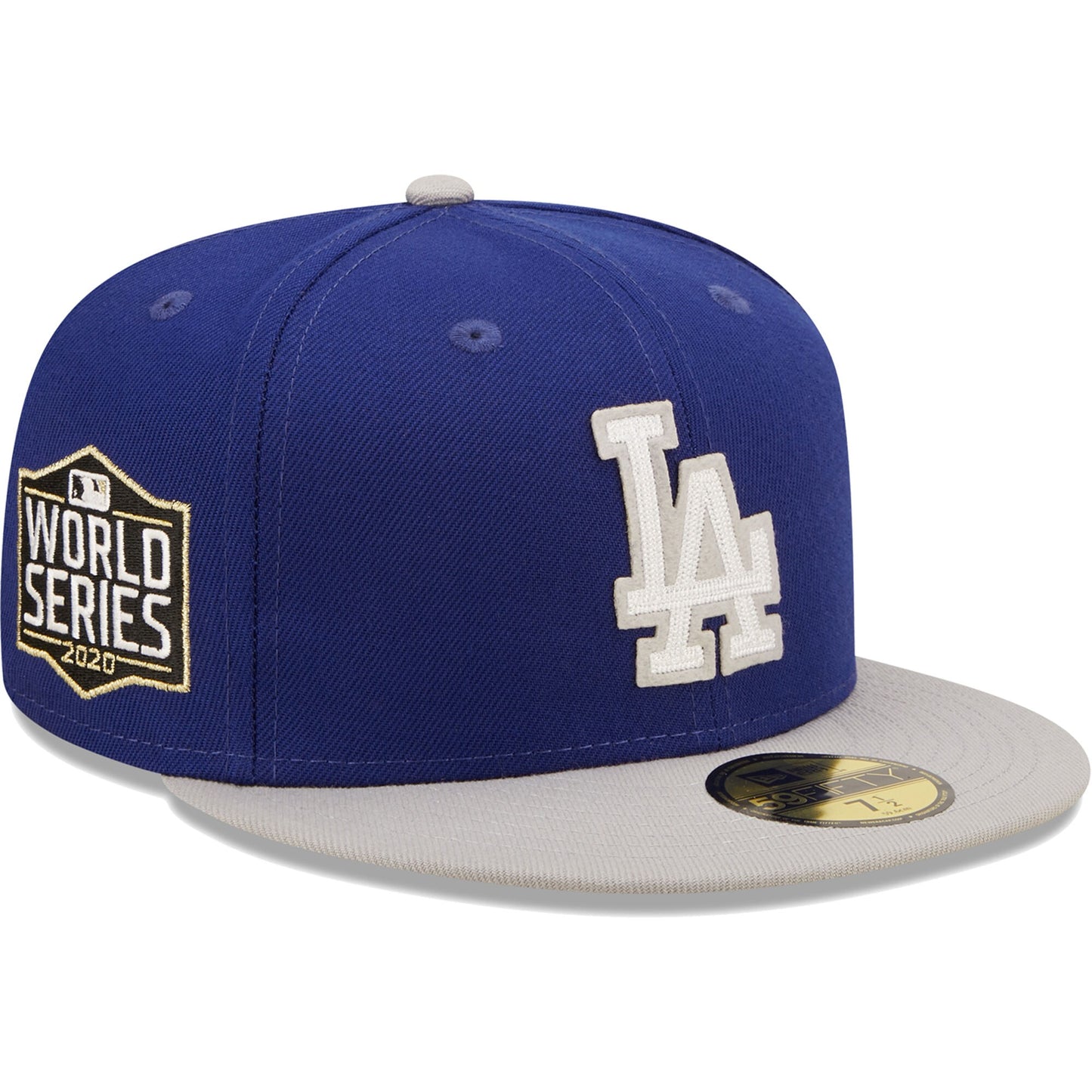 Los Angeles Dodgers New Era 2020 World Series Champions Letterman 59FIFTY Fitted Hat - Royal/Gray