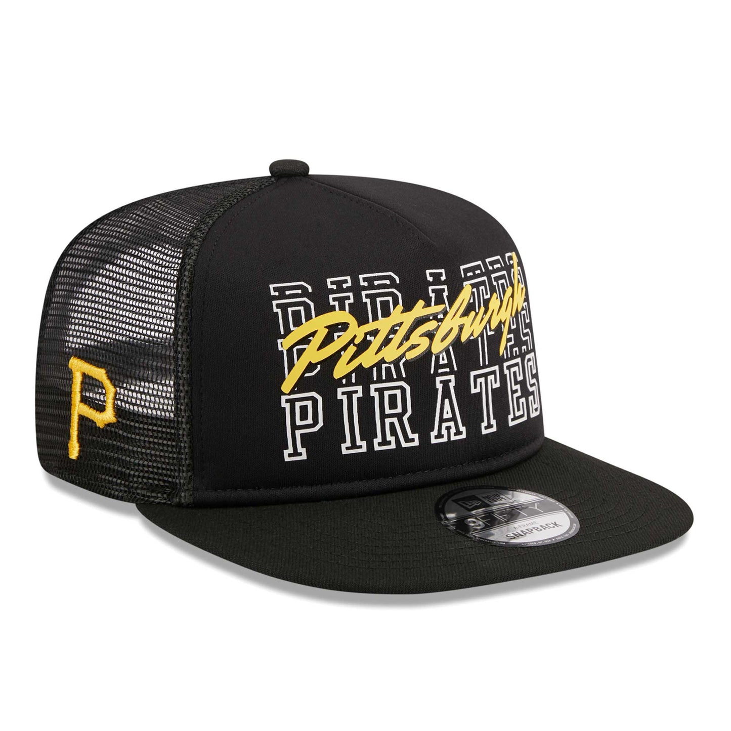 Pittsburgh Pirates New Era Street Team A-Frame Trucker 9FIFTY Snapback Hat - Black