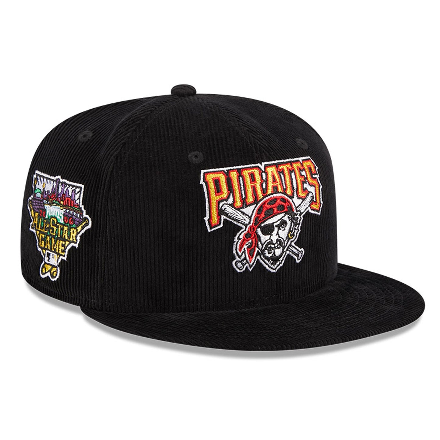 Pittsburgh Pirates New Era Throwback Corduroy 59FIFTY Fitted Hat - Black