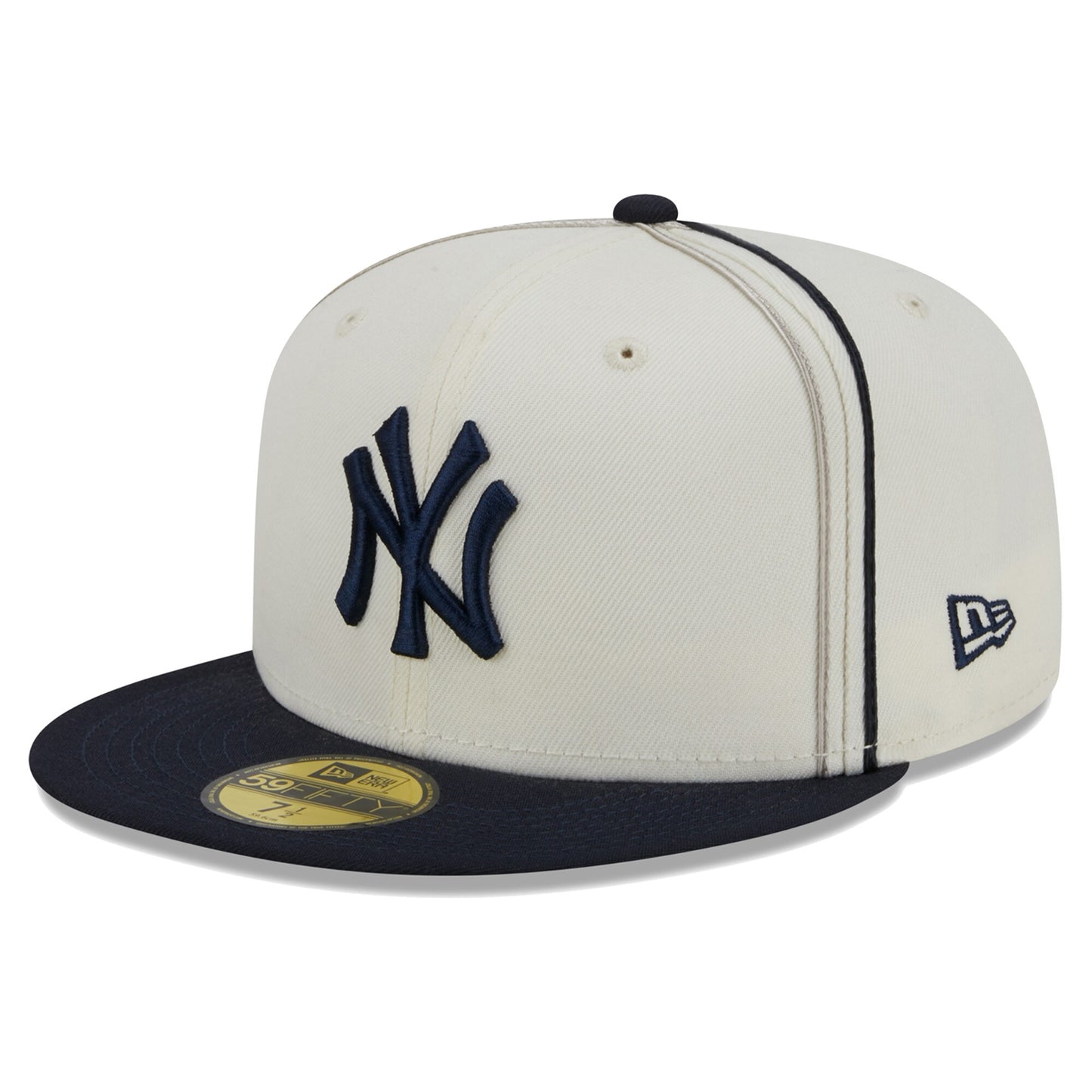 New York Yankees New Era Chrome Sutash 59FIFTY Fitted Hat - Cream/Navy