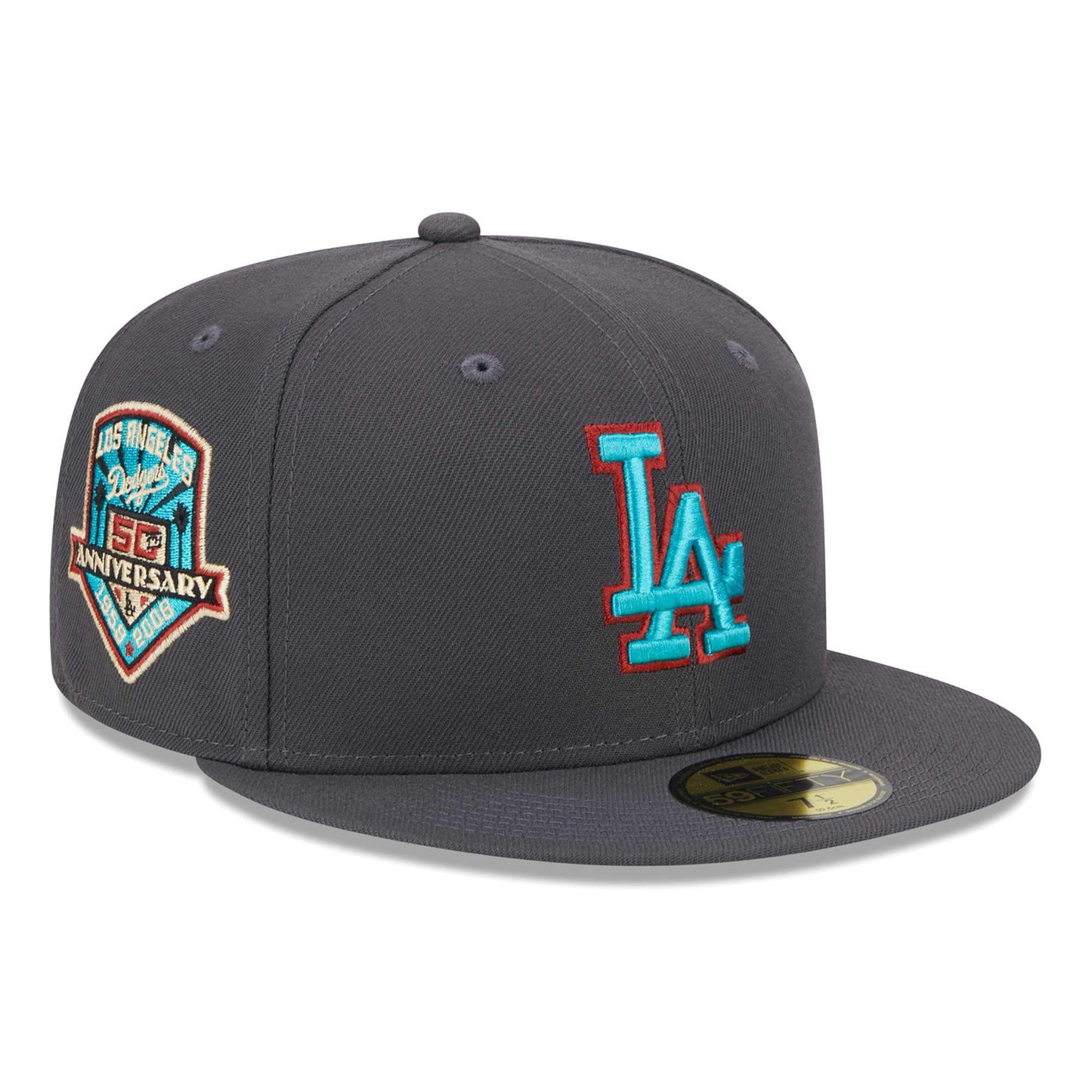 Los Angeles Dodgers New Era Print Undervisor 59FIFTY Fitted Hat - Graphite