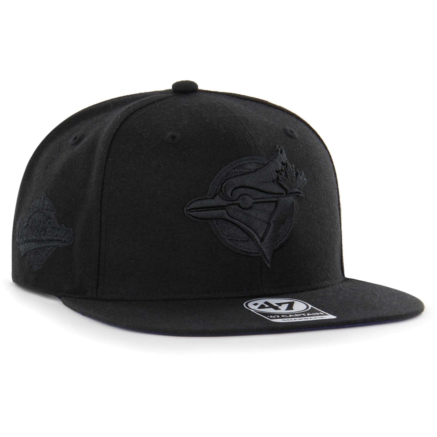 Toronto Blue Jays '47 Black on Black Sure Shot Captain Snapback Hat