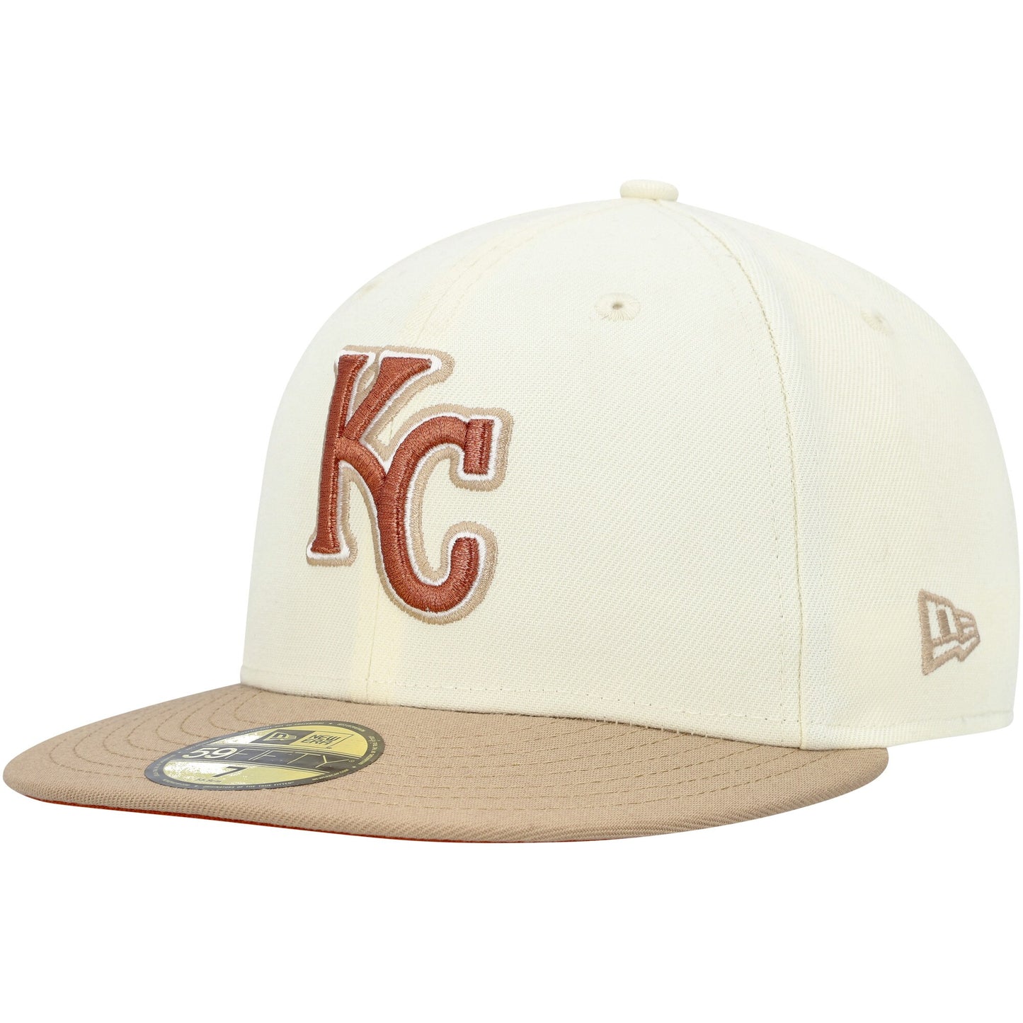 Kansas City Royals New Era Chrome Camel Rust Undervisor 59FIFTY Fitted Hat - Cream
