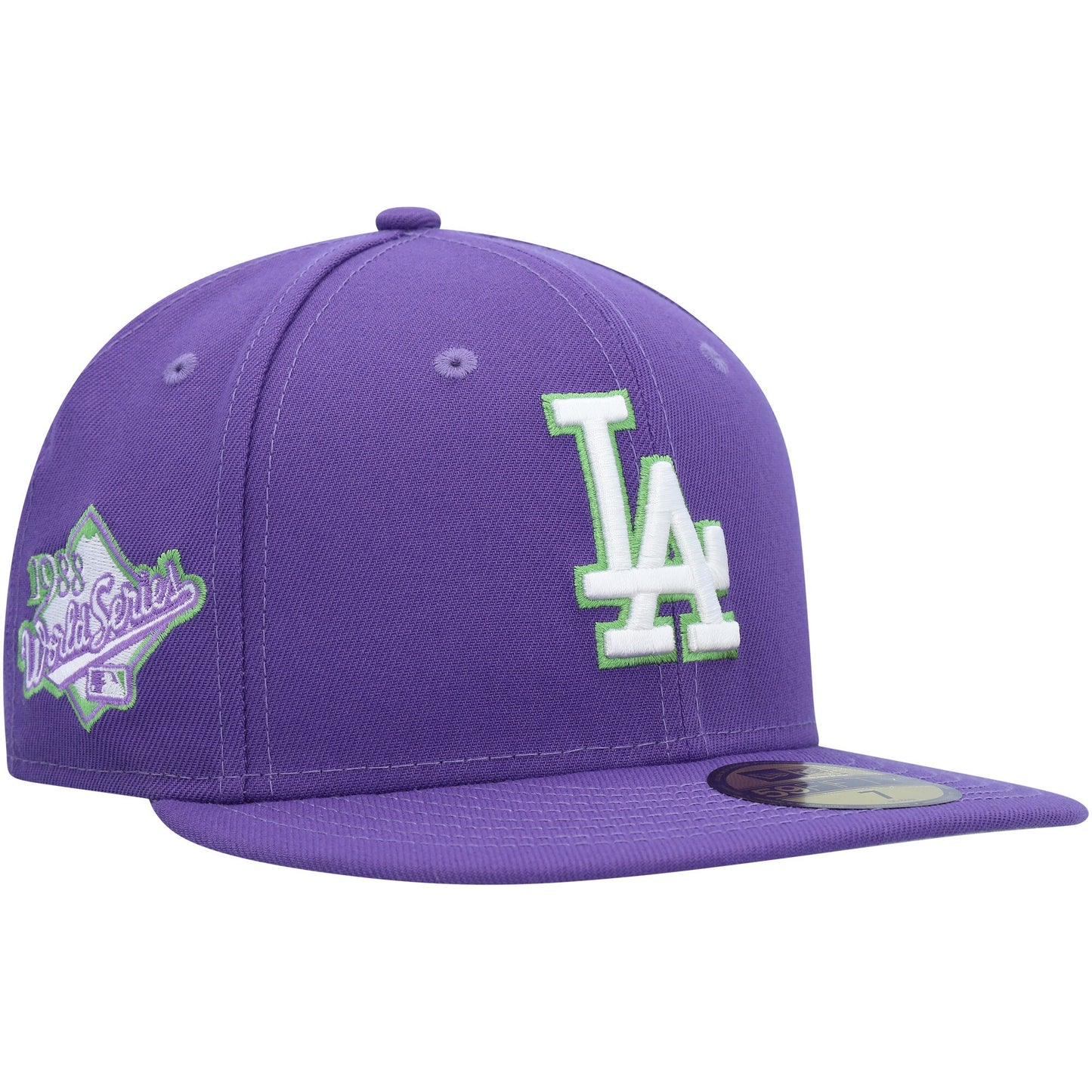 Los Angeles Dodgers New Era Lime Side Patch 59FIFTY Fitted Hat - Purple