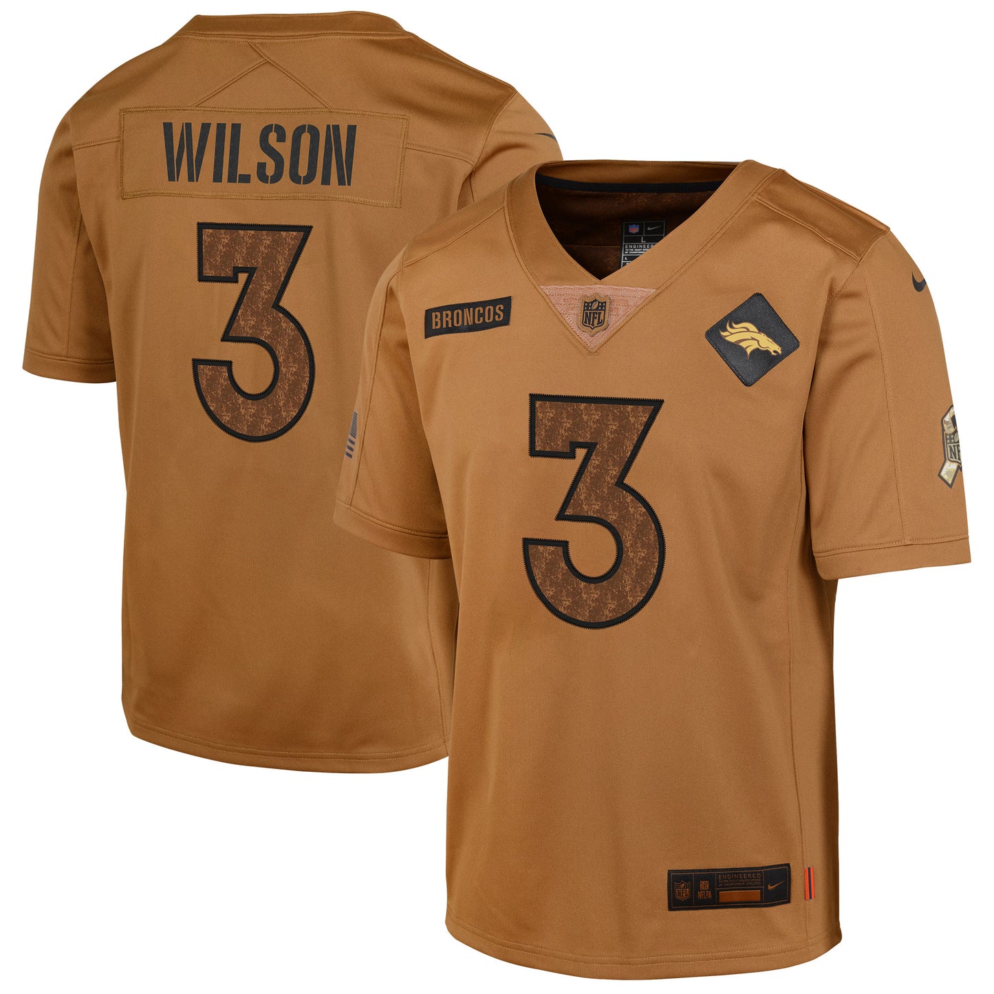 Russell Wilson Denver Broncos Nike Youth 2023 Salute To Service Limited Jersey - Brown