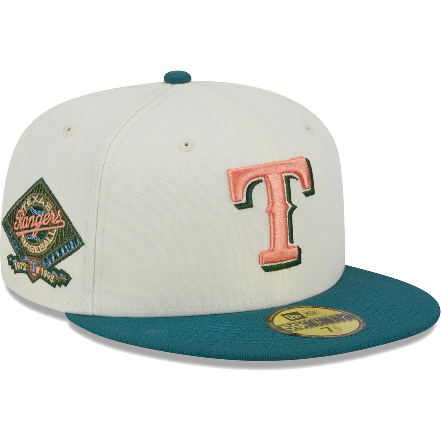 Texas Rangers New Era Chrome Evergreen 59FIFTY Fitted Hat - Cream