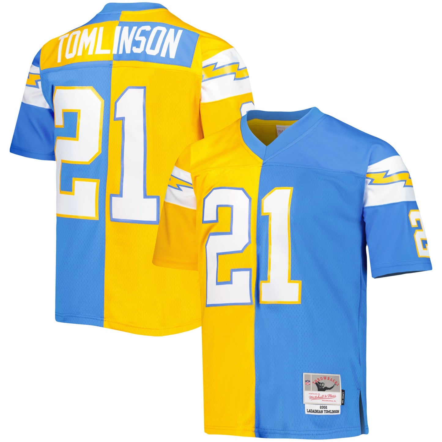 LaDainian Tomlinson Los Angeles Chargers Mitchell & Ness 2002 Split Legacy Replica Jersey - Powder Blue/Gold