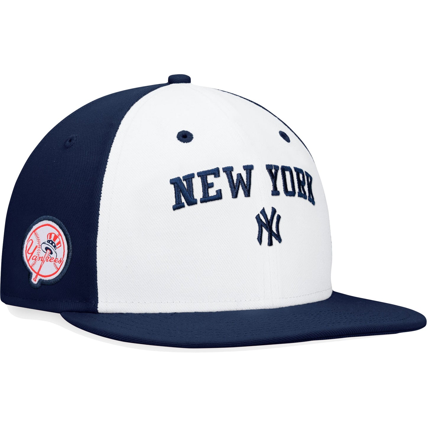 New York Yankees Fanatics Branded Iconic Color Blocked Fitted Hat - White/Navy