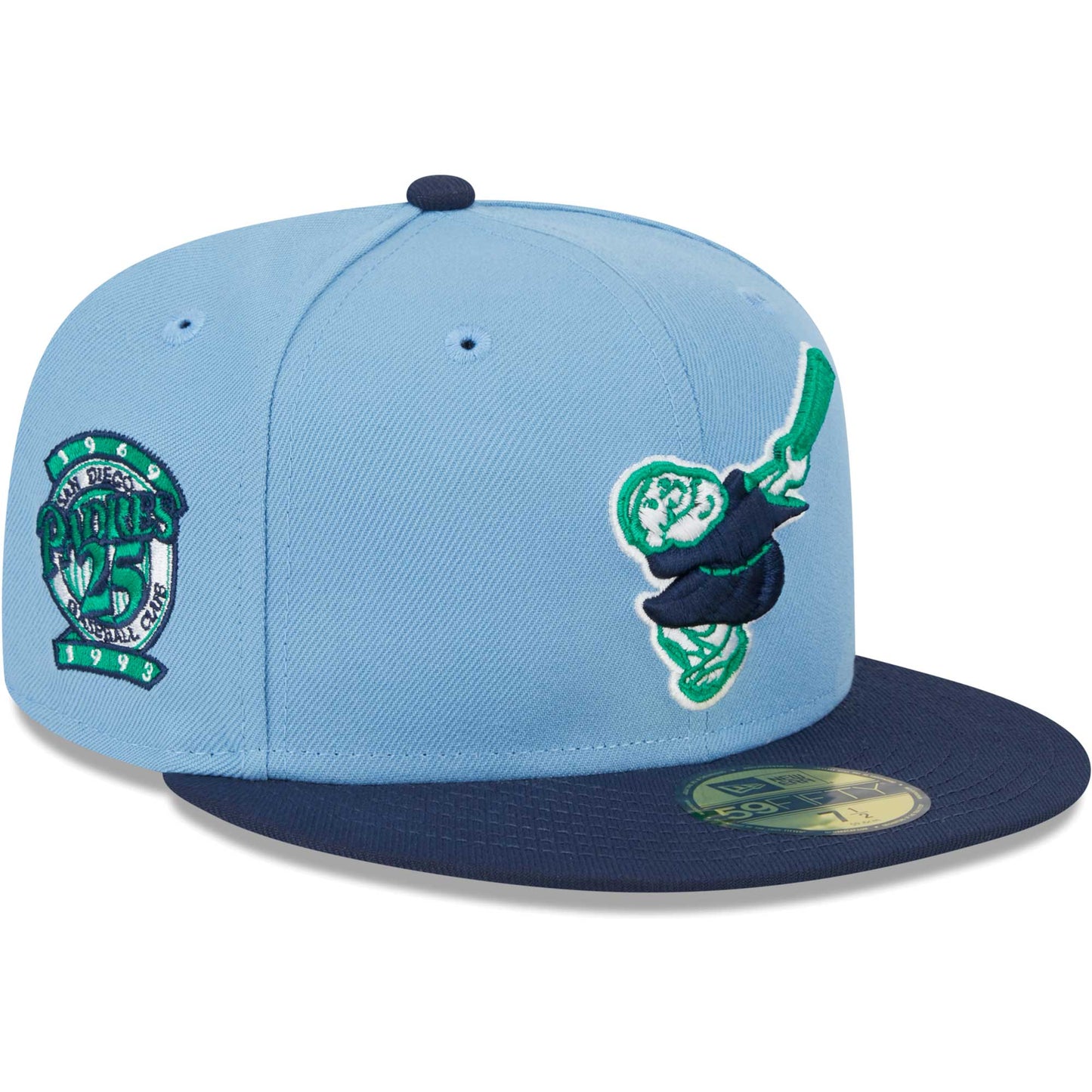 San Diego Padres New Era Green Undervisor 59FIFTY Fitted Hat - Light Blue/Navy