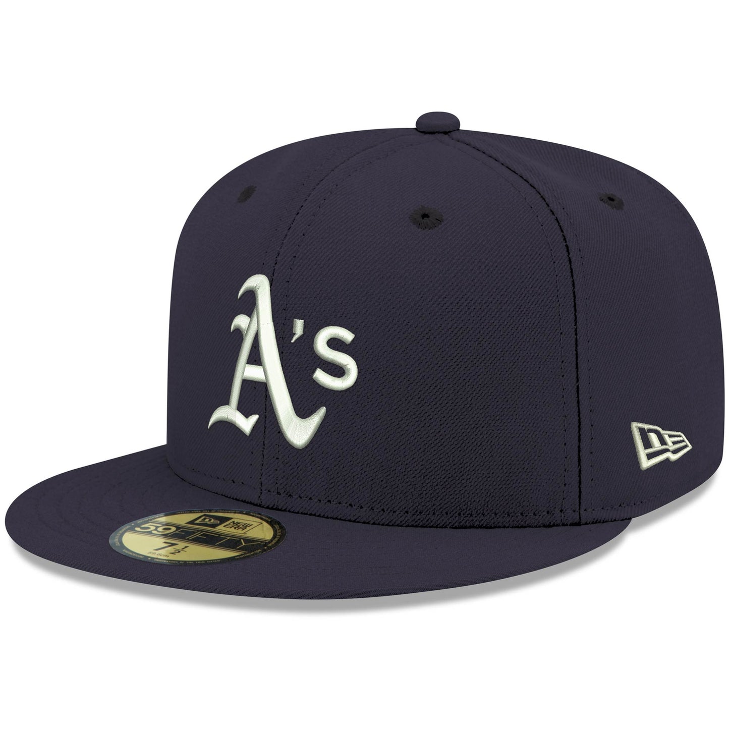 Oakland Athletics New Era White Logo 59FIFTY Fitted Hat - Navy