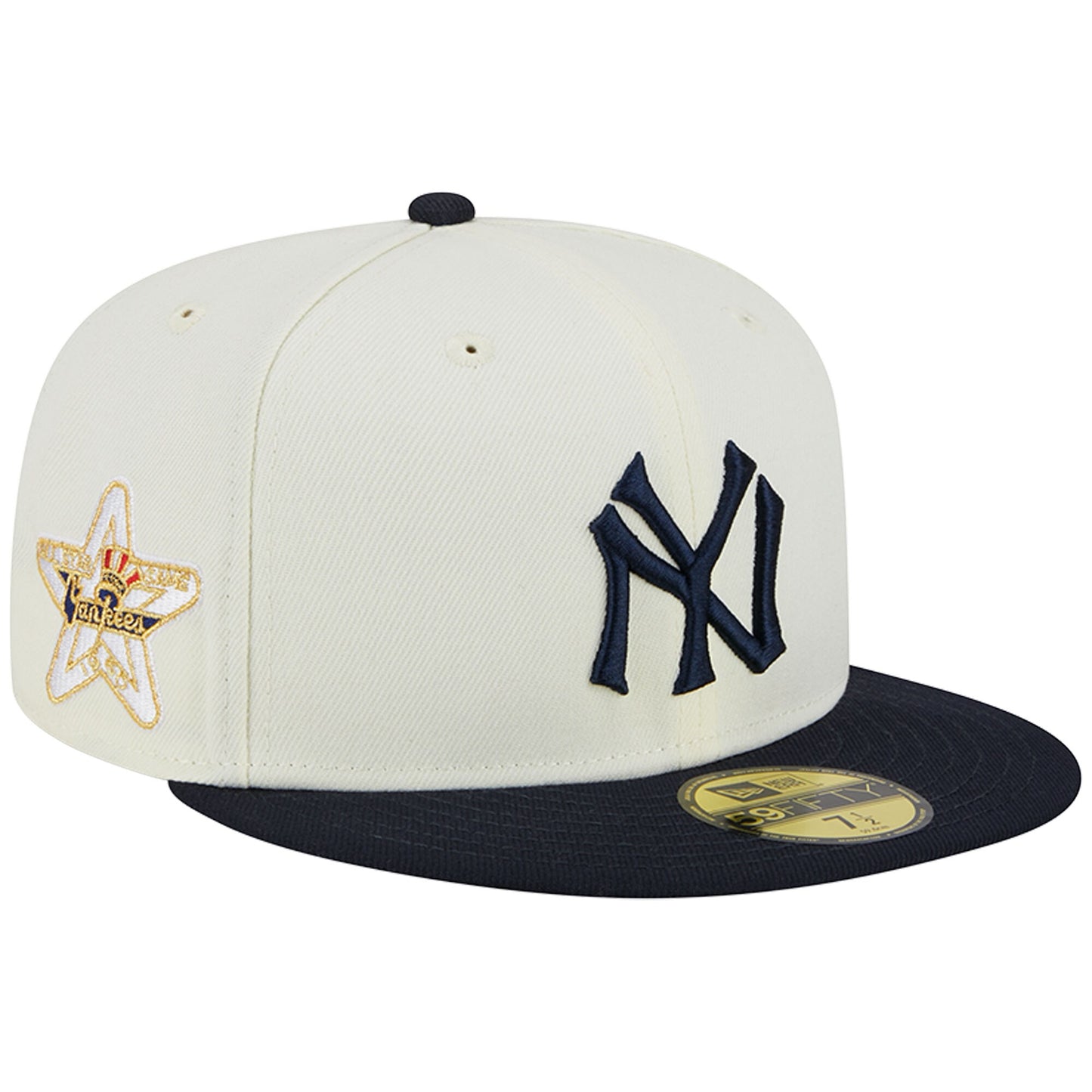 New York Yankees New Era Retro 59FIFTY Fitted Hat - Stone/Navy