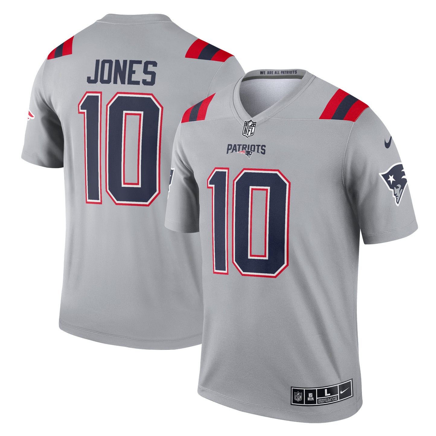 Mac Jones New England Patriots Nike Inverted Legend Jersey - Gray