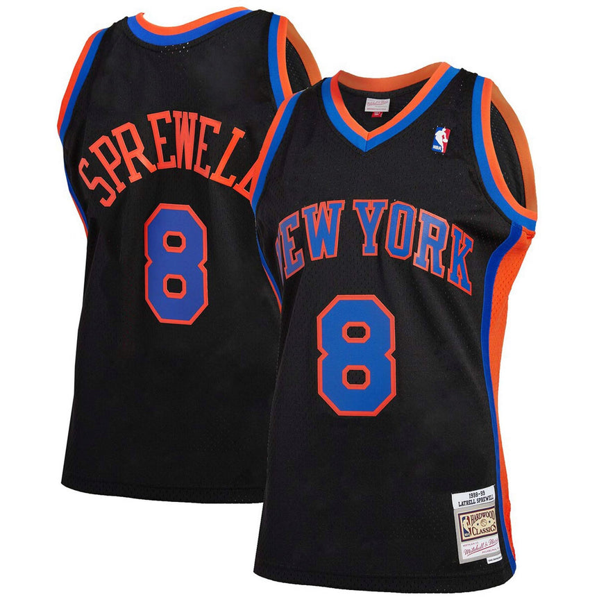 Men's Latrell Sprewell Black New York Knicks 1998-99 Hardwood Classics Reload 2.0 Swingman Jersey