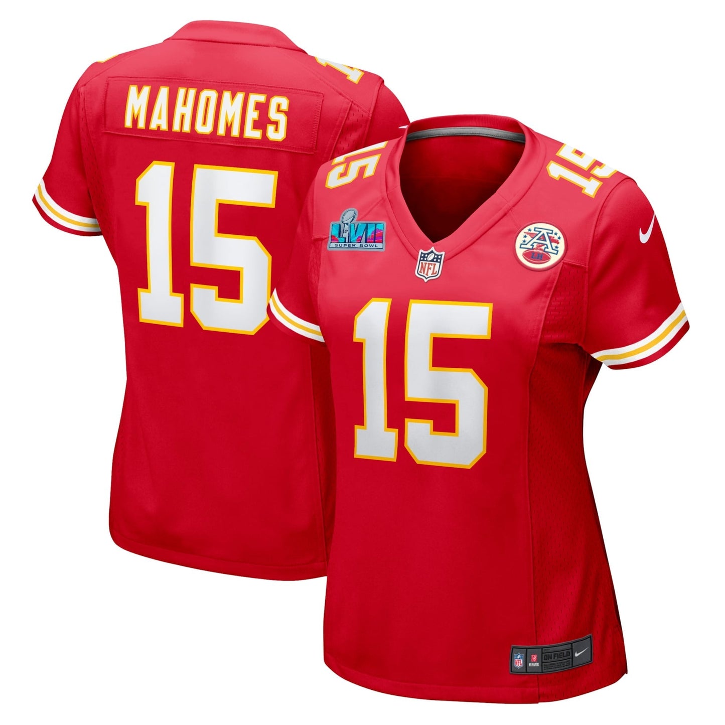 Women's Nike Patrick Mahomes Red Kansas City Chiefs Super Bowl LVII Patch Game Jersey