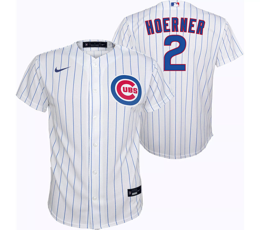Youth Nico Hoerner Chicago Cubs White Home Replica Jersey