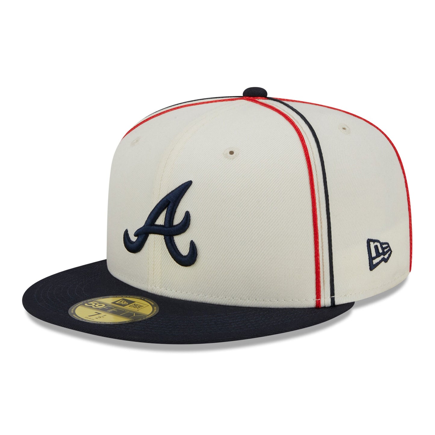 Atlanta Braves New Era Chrome Sutash 59FIFTY Fitted Hat - Cream/Navy