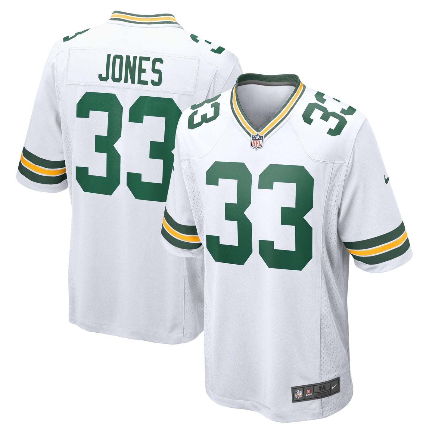 Men's Nike Aaron Jones White Green Bay Packers Game Player Jersey
