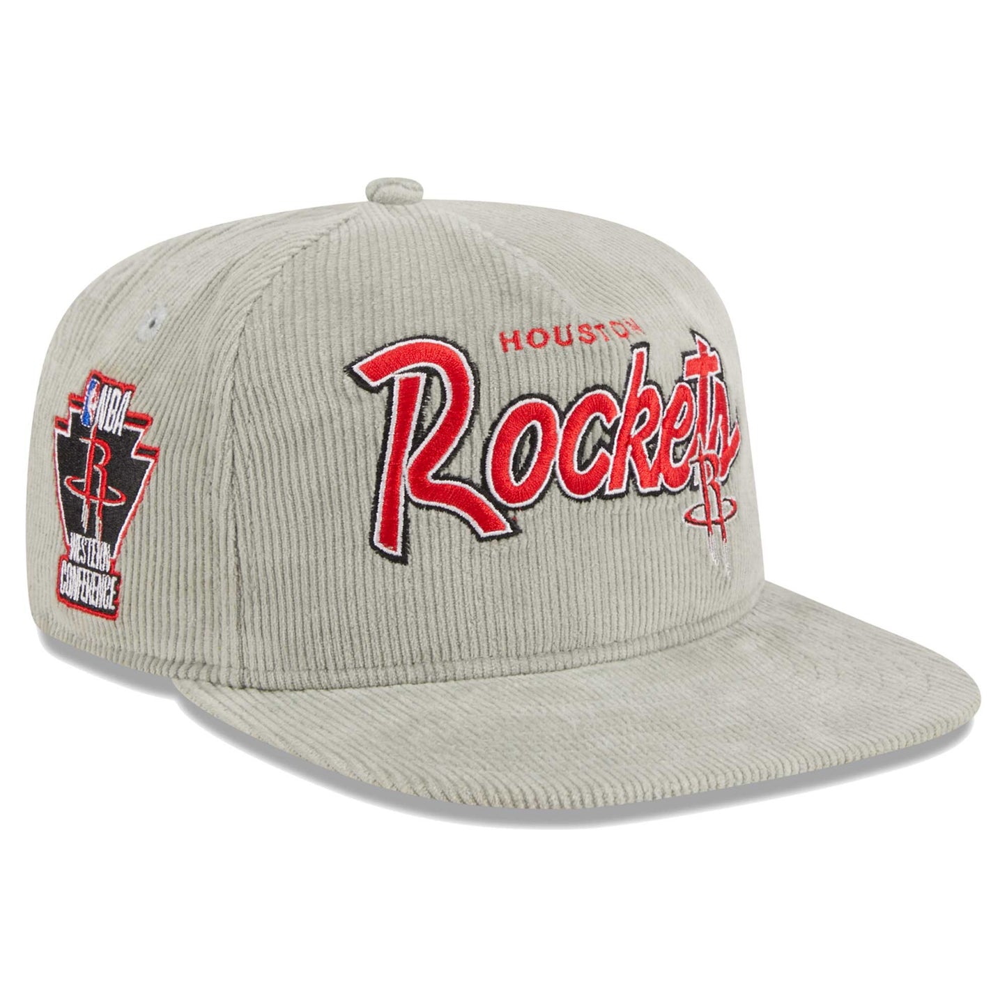 Houston Rockets New Era The Golfer Corduroy 9FIFTY Snapback Hat - Gray