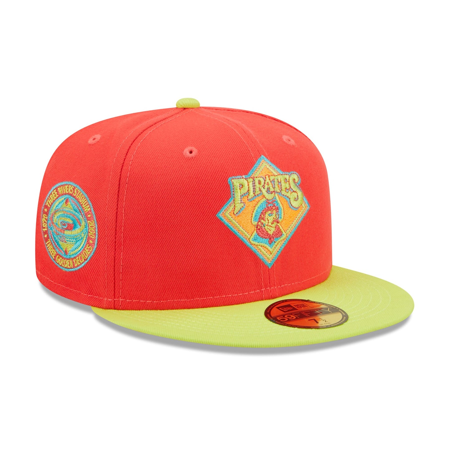 Pittsburgh Pirates New Era Lava Highlighter Combo 59FIFTY Fitted Hat - Red/Neon Green