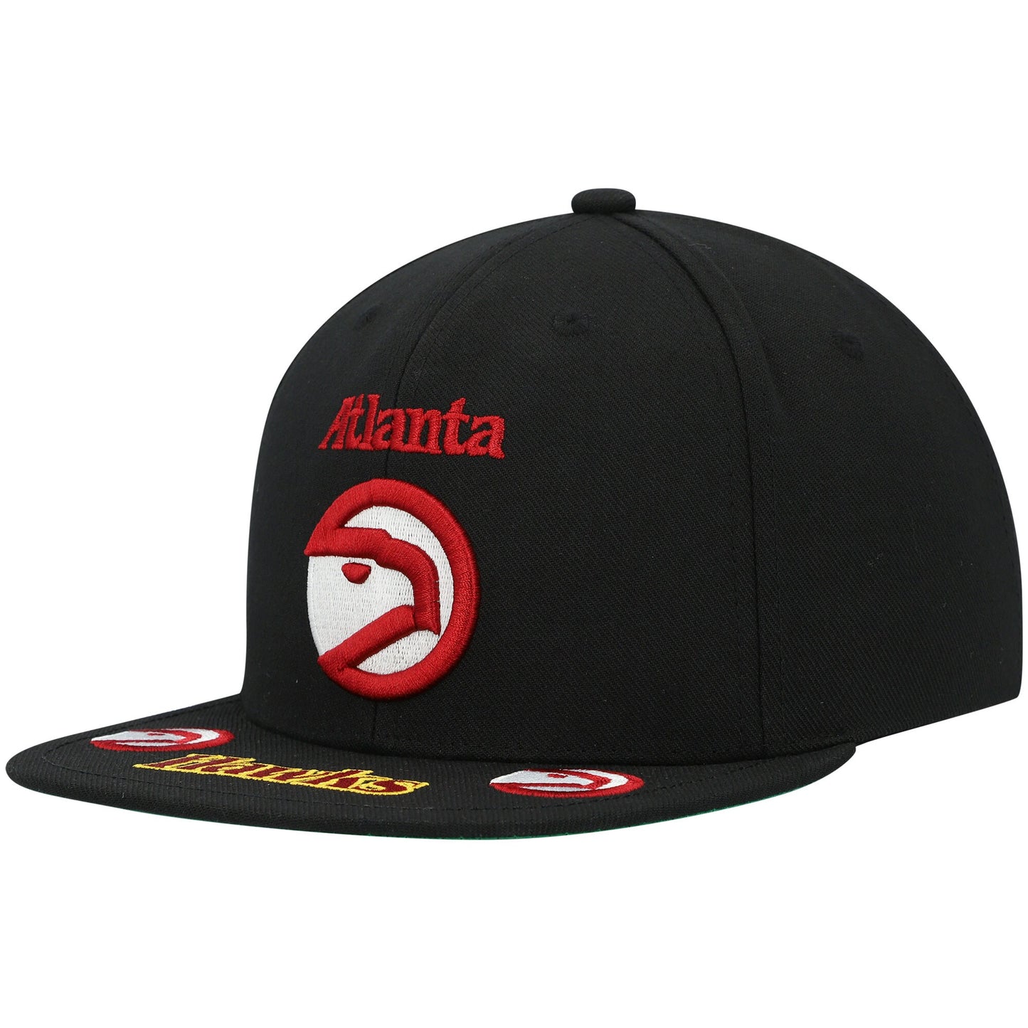 Atlanta Hawks Mitchell & Ness Hardwood Classics Front Loaded Snapback Hat - Black