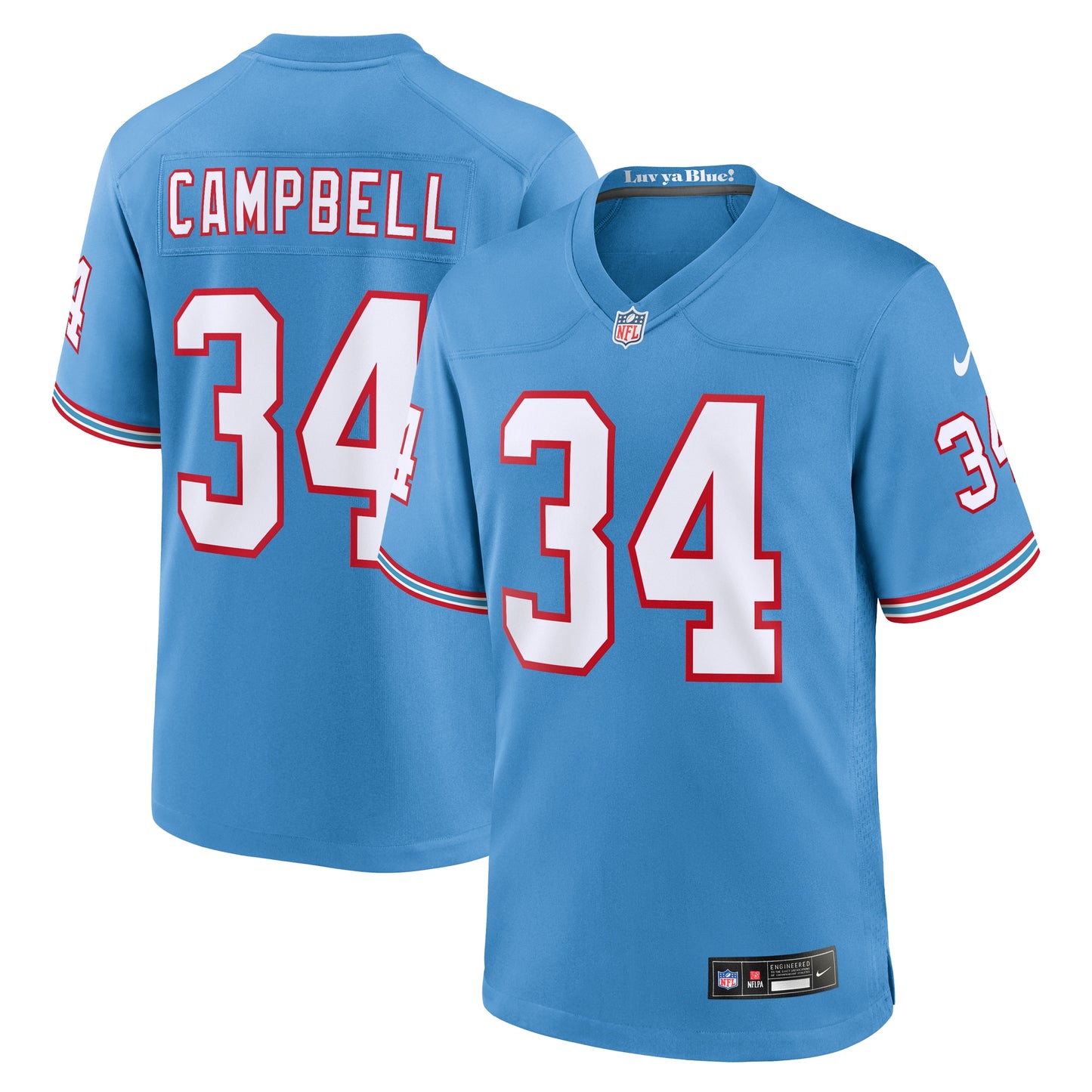 Earl Campbell Tennessee Titans Nike Oilers Throwback Retired Player Game Jersey - Light Blue