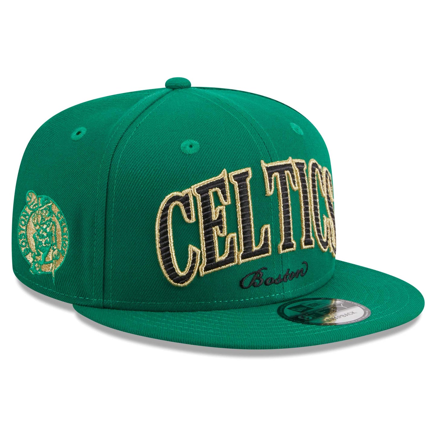 Boston Celtics New Era Golden Tall Text 9FIFTY Snapback Hat - Kelly Green