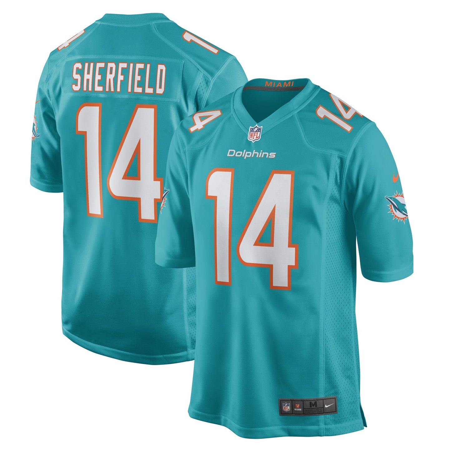 Men's Nike Trent Sherfield Aqua Miami Dolphins Game Player Jersey