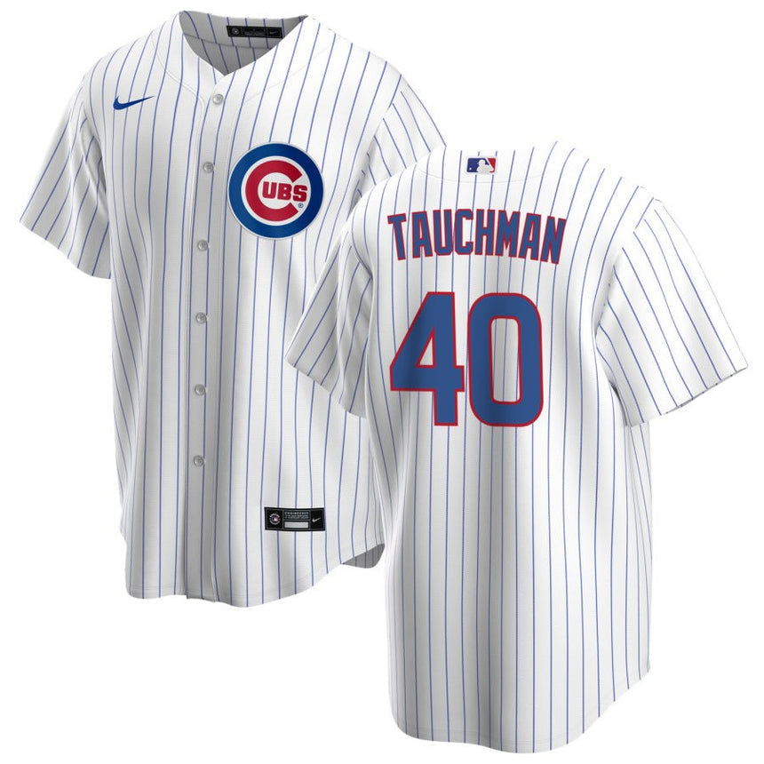 Men's Chicago Cubs Mike Tauchman White Home Premium Stitch Replica Jersey