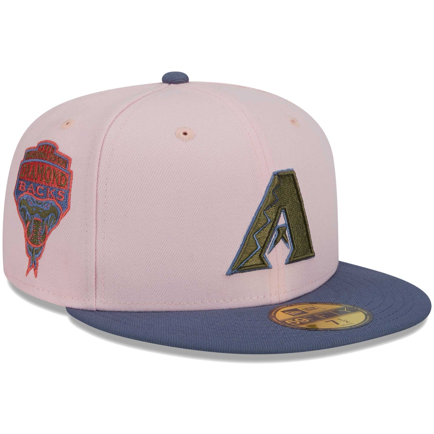 Arizona Diamondbacks New Era Olive Undervisor 59FIFTY Fitted Hat - Pink/Blue